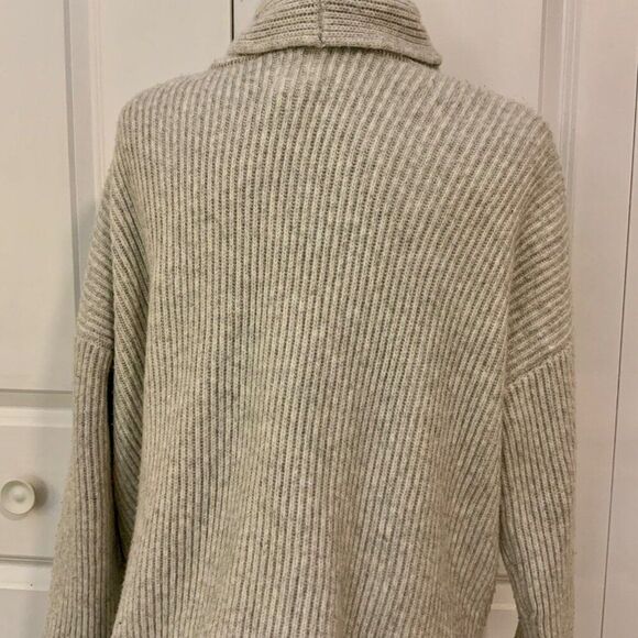 Joie Light Grey Long Sleeve Shawl Collar Open Cardigan Sweater Medium - Picture 6 of 10
